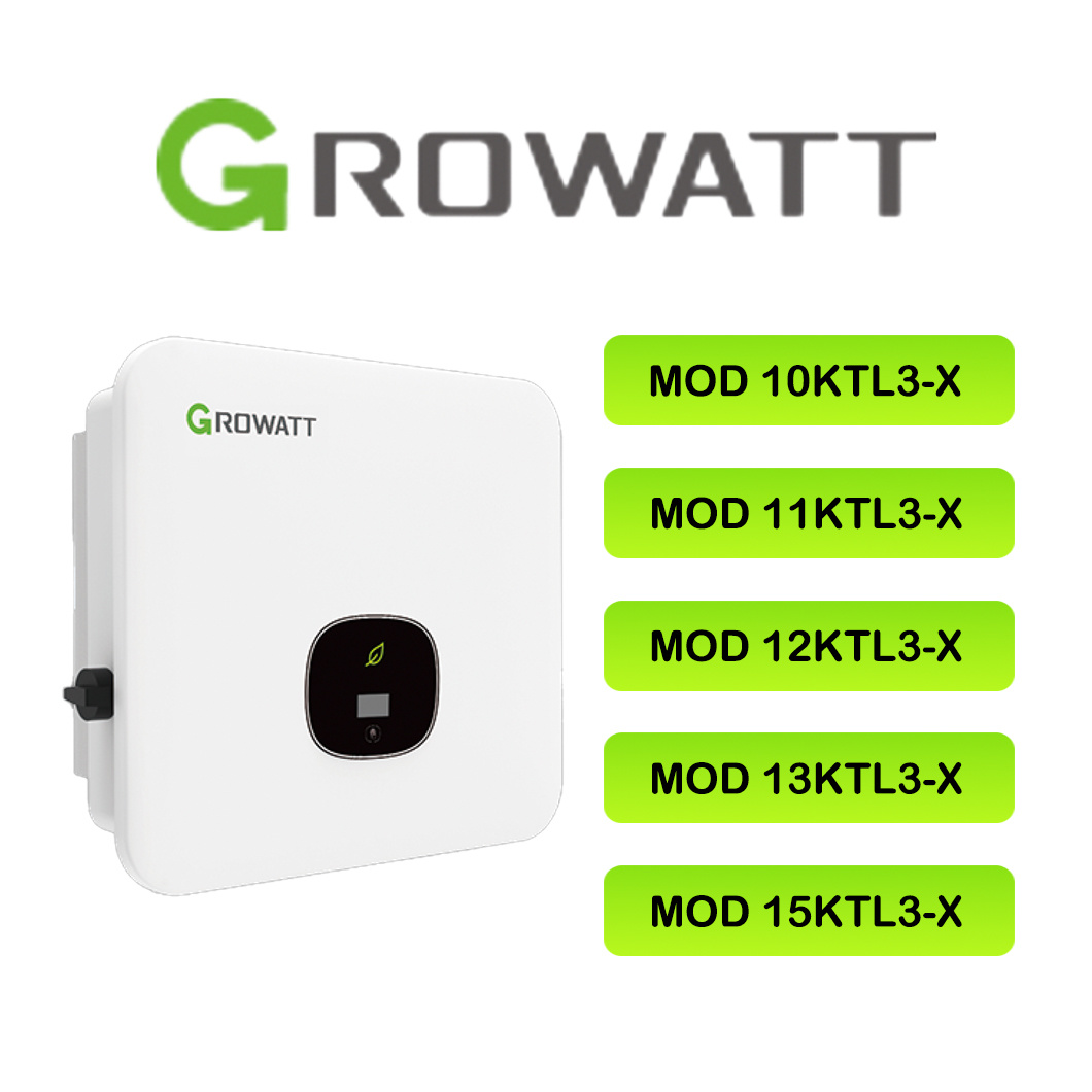 Growatt Mod15ktl3X Mod 15ktl3-X 15kw 2 Mpppts ثلاث مراحل العاكس الكهروضوئي السكني لنظام الطاقة الشمسية