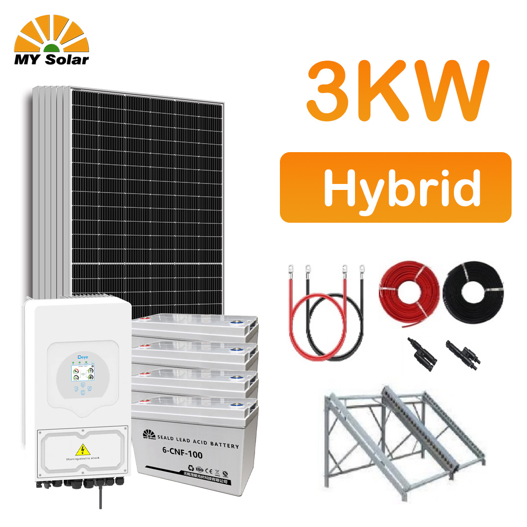 الاستخدام المنزلي 3kw 3000W أنظمة الطاقة الكهربائية الشمسية الهجينة نظام الألواح الضوئية